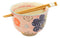 Pink Spring Floral Blossoms Ramen Noodles Soup Bowl With Bamboo Chopsticks Set
