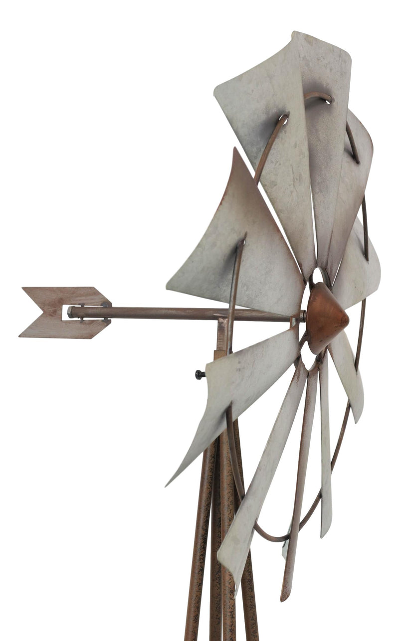 81"H Oversized Rustic Western Country Farm Windmill Outpost Galvanized Metal