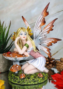 Enchanted Forest Fall Ladybug Mushroom Fairy Sitting by Toadstools Figurine