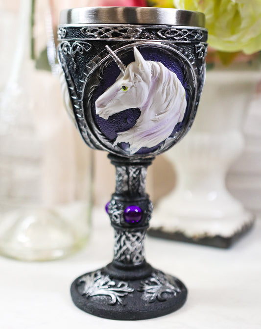 Ebros Large Unicorn Wine Of Purity Goblet Chalice Cup Figurine 8oz Fantasy Decor