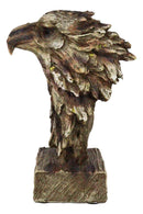 Faux Wood Carving Resin Rustic Wildlife American Bald Eagle Head Bust Figurine