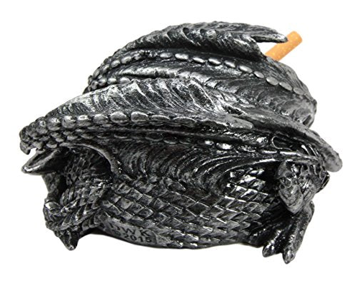 Ebros Gift Smaug Mountain Castle Dragon in Repose Round Cigarette Ashtray Figurine