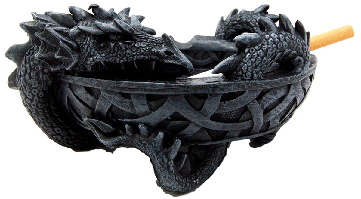 Ebros Medieval Fantasy Celtic Gerwolf Sleeping Dragon Round Cigarette Ashtray 5.75" L - Ebros Gift