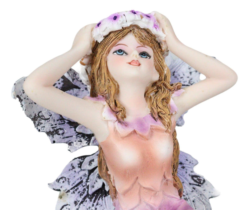 Fairy Garden Lavender Laurel Fairy Waking Up Figurine 3.25"H Miniature Faerie