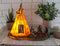 Native American Indian Chief and Elders Building Fire By LED Tipi Tent Statue