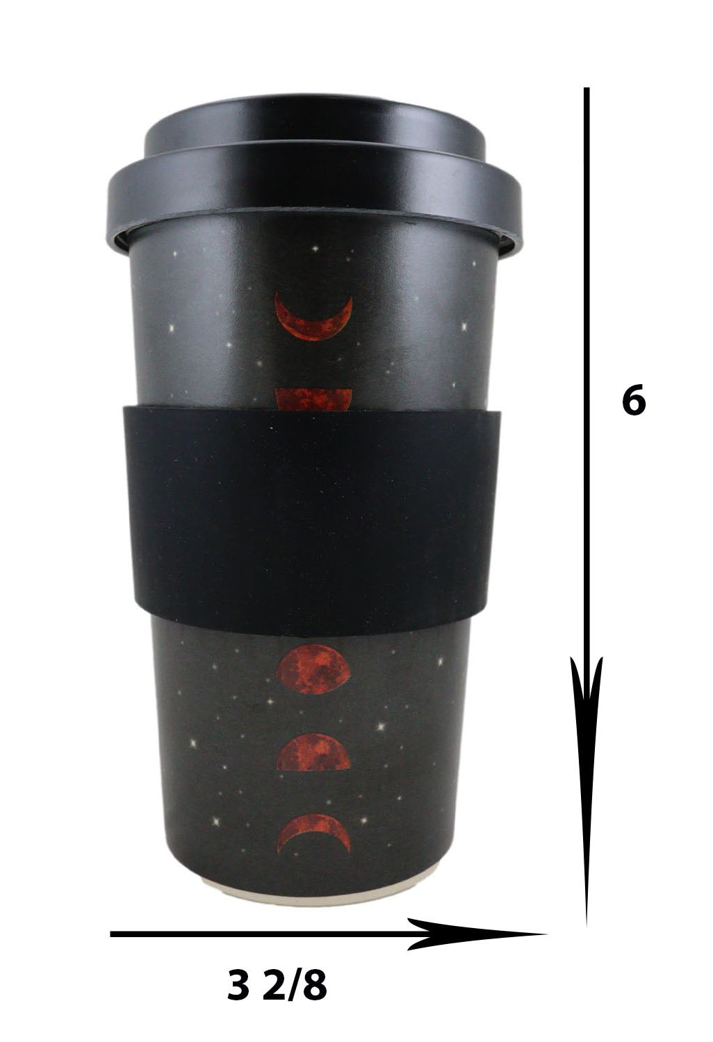 Lunar Moon Phases With Night Stars Reusable Travel Mug Cup W/ Lid And Sleeve
