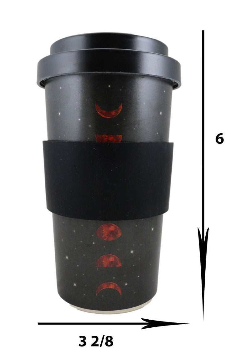 Lunar Moon Phases With Night Stars Reusable Travel Mug Cup W/ Lid And Sleeve