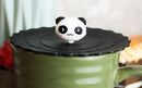 Set Of 4 Black Giant Panda Reusable Silicone Coffee Tea Cup Cover Lids Air Tight