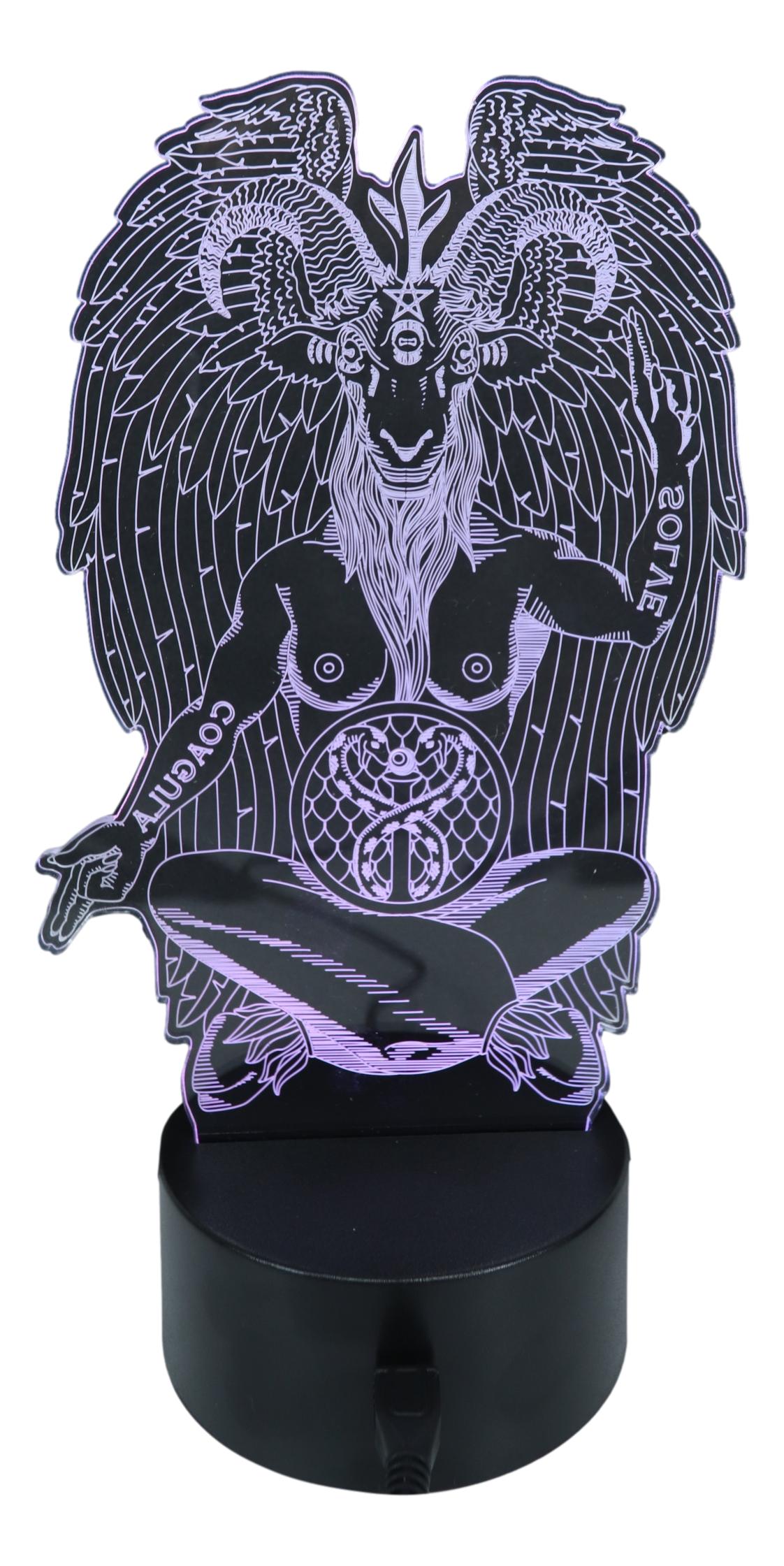 Ebros Sabbatical Goat Baphomet Acrylic Panel Colorful LED Night Light