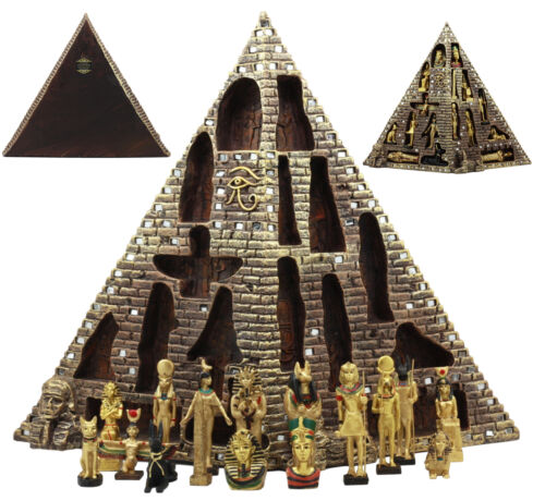 Ebros Egyptian Pyramid Statue With 16 Miniature Gods Anubis Osiris Isis Maat Bastet