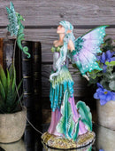 Ebros Amy Brown Discovery Enchanted Elf Fairy FAE Damsel with Green Pixie Dragon Statue 8" Tall Fantasy Mythical Faery Garden Magic Collectible Figurine Fairies Pixies Nymphs Decor