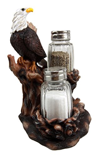 Ebros Bald Eagle Residing By Its Nests Salt and Pepper Shaker Set Holder 6.5"H