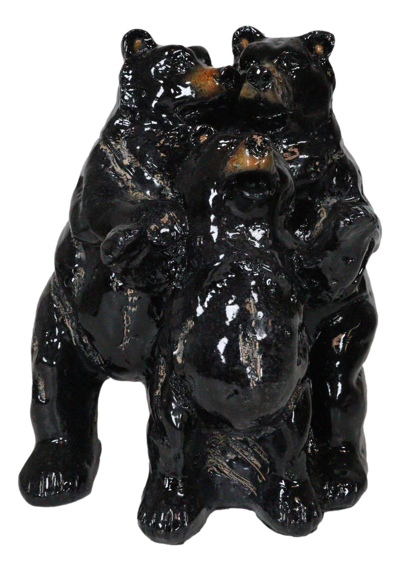 Rustic Western Woodlands Forest Black Bear Mother Father and Cub Family Figurine