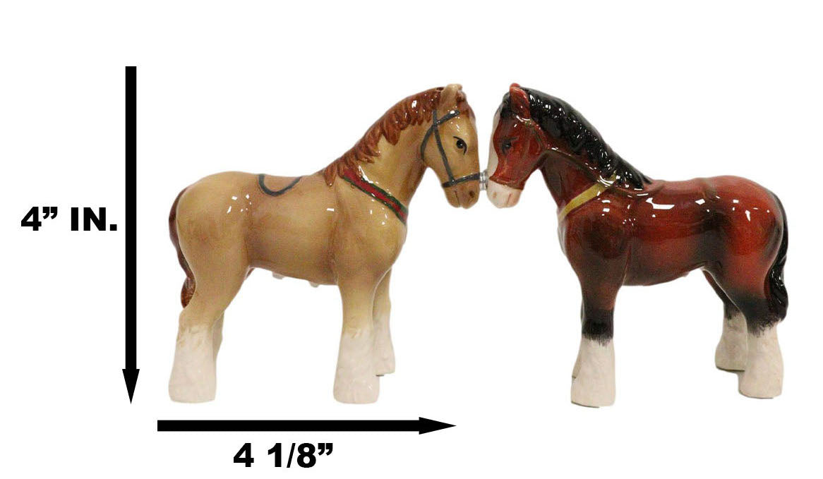 Ebros Clydesdale Horse Salt & Pepper Shakers Scotland Sabino Draught Horse Ceramic 4"L