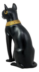 Black And Gold Bastet Cat Statue Ubasti Egyptian Goddess Of Protection & Home