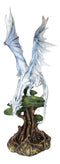 Large Arctic Frost Fury Dragon Perching On Rainforest Giant Tree Canopy Figurine