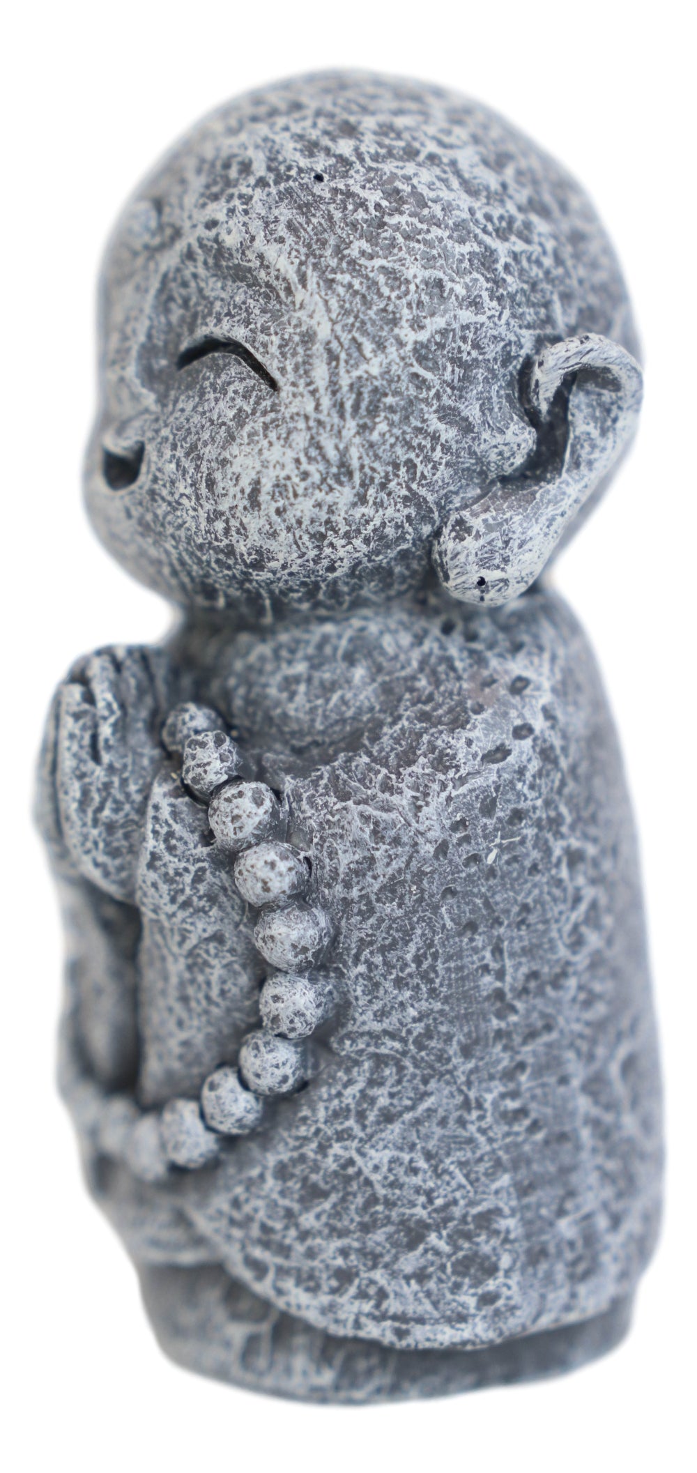 Feng Shui Zen Blissful Japanese Jizo Monk With Prayer Beads Mini Figurine 3"Tall