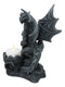 Ebros Fire Dragon Perching On Castle Fortress Turret Tea Light Candle Holder Statue 7"Tall Fantasy Faux Stone Gothic Dungeons And Dragons Candleholder Decor Medieval Renaissance Age of Kings Sculpture