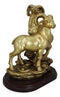 Rustic Country Bighorn Sheep Ram Family Climbing Rock Faux Gold Patina Figurine
