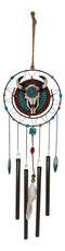 Southwest Tribal Indian Boho Chic Cow Skull Dreamcatcher Feather Wind Chime