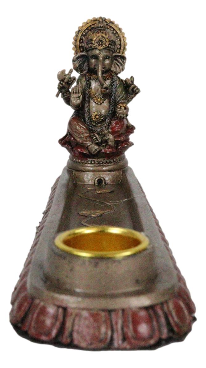 Ebros Hindu Elephant God Ganapati Ganesha Seated On Throne Incense Holder Figurine - Ebros Gift
