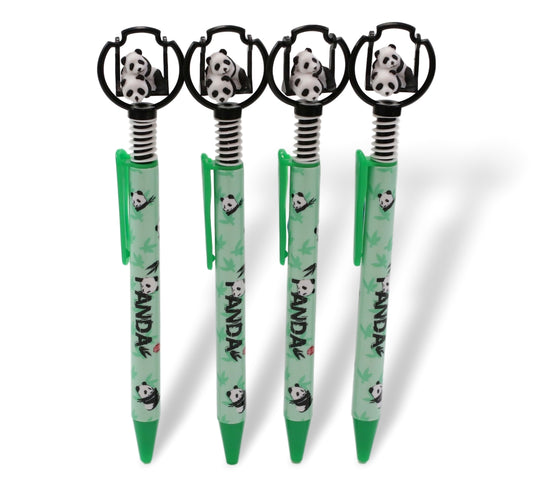 Pack Of 24 Panda Bear Cubs On Swing Green Ballpoint Ball Black Ink Pens W/ Base - Ebros Gift