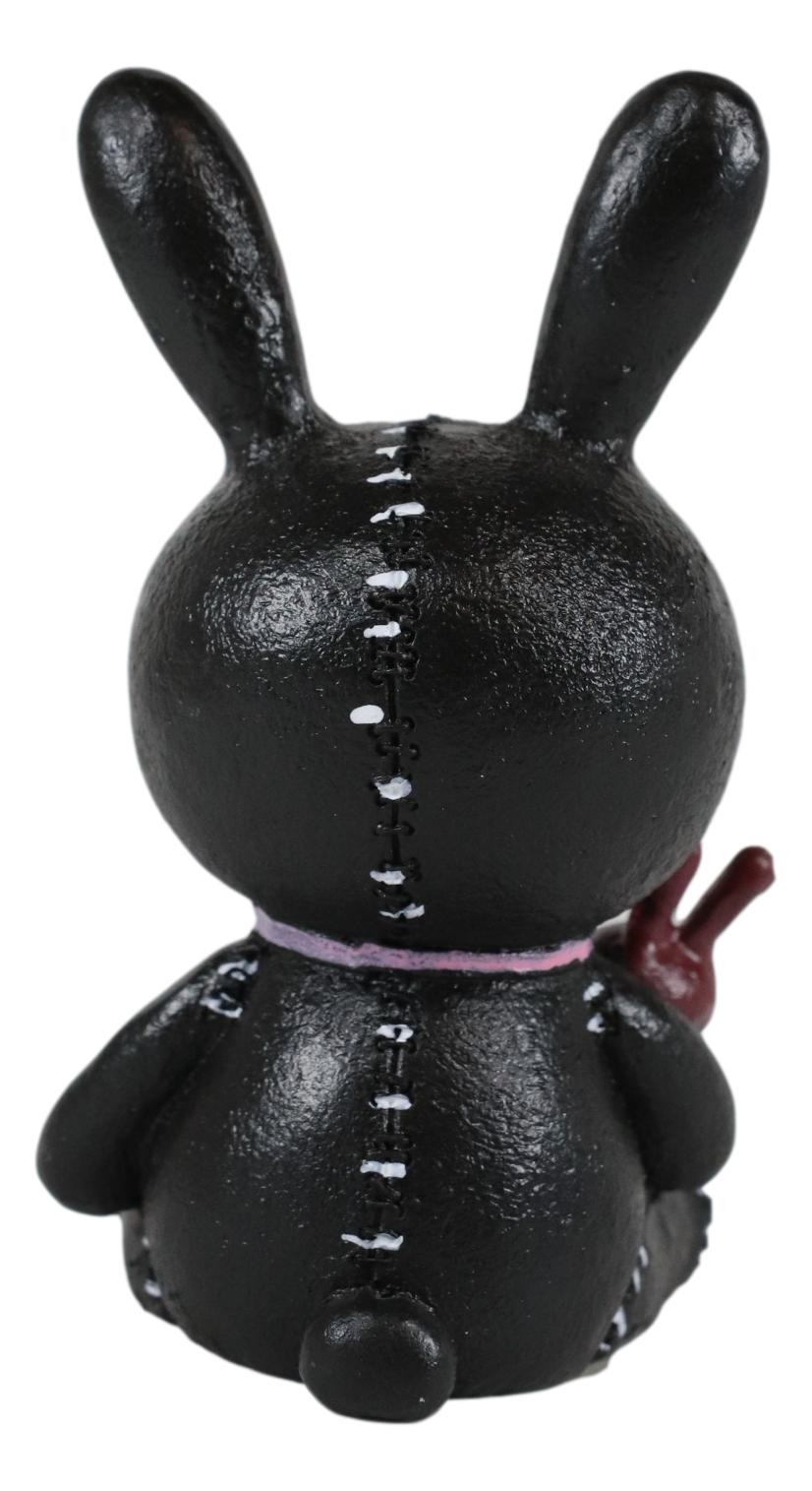 Ebros Furry Bones Bun Bun Black Pink Polkadot Tie Bunny