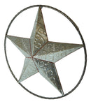 24"D Western Lone Star With License Plate Parts Metal Circle Wall Plaque Decor