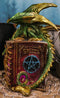 Fantasy Pentagram Green Dragon of Bibliography On Spells Book With LED Figurine