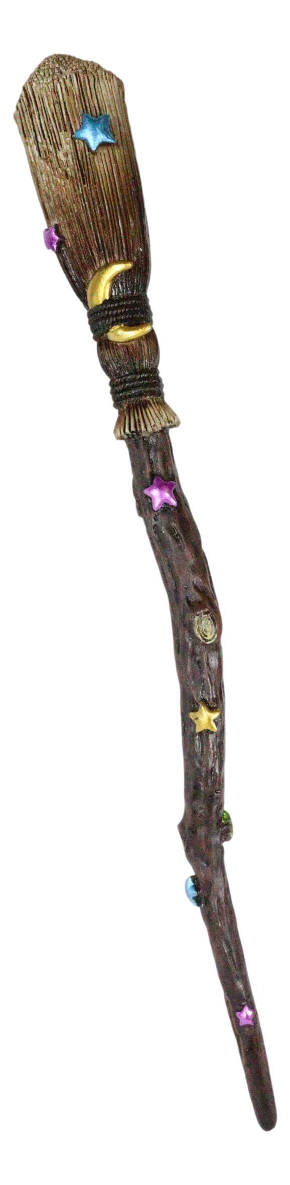 Ebros Wicca Occult Hocus Pocus Stars and Moon Witch's Broom Magic Wand Cosplay Wands