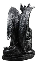 Large Medieval Sentry Abraxas Fantasy Black Dragon On Guard Statue 18"Tall Decor