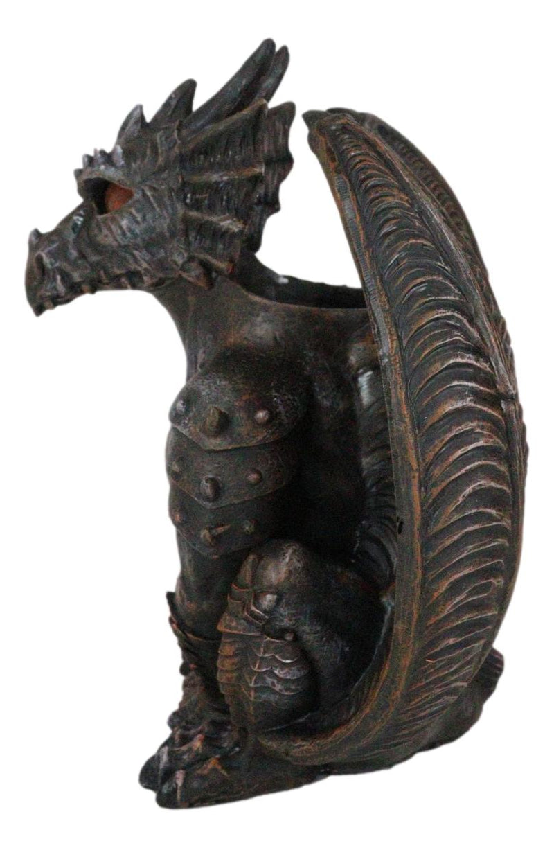 Gothic Winged Dragon Guard Gargoyle With Translucent Eyes Candle Holder Figurine