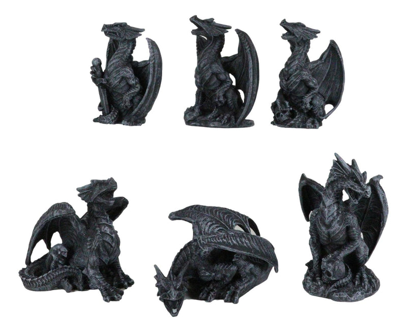Ebros Six Faux Stone Gothic Mini Dragons Statue Set Legends And Fantasy Action Dragons