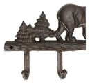 Cast Iron Rustic Forest Black Bear By Pine Trees Forest 4-Pegs Wall Coat Hooks
