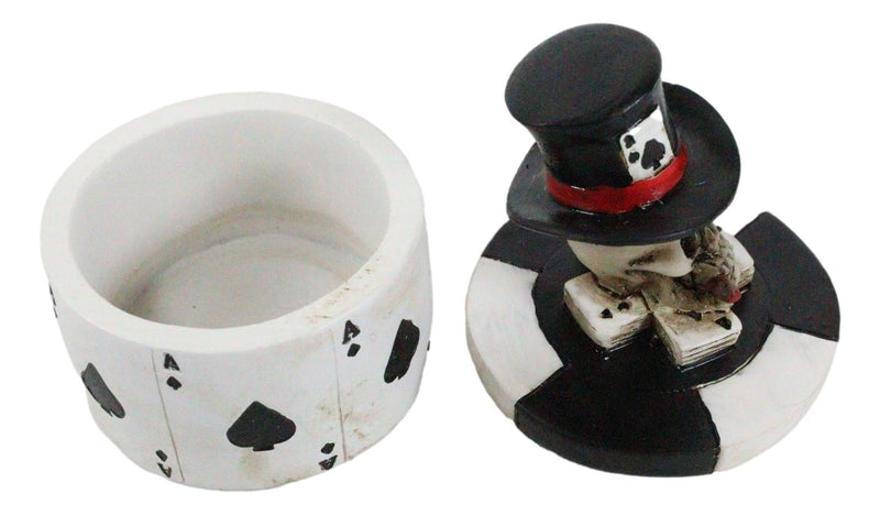 Ace of Spades Skull Poker Chip Cards Top Hat Skull Small Decorative Box Figurine