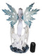 Large 23" Tall Blizzard Frost Flake Fairy With Two Snow Wolves Statue Figurine