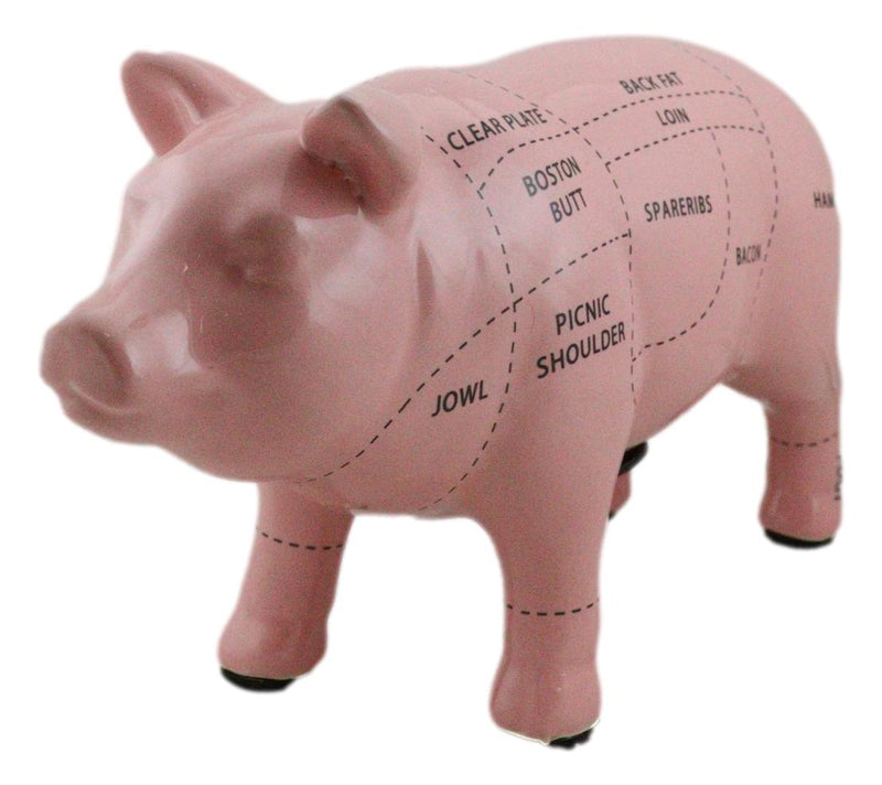 Small Ceramic Country Farmhouse Pig Swine Pork Butcher Chart Piggy Coin Bank Jar