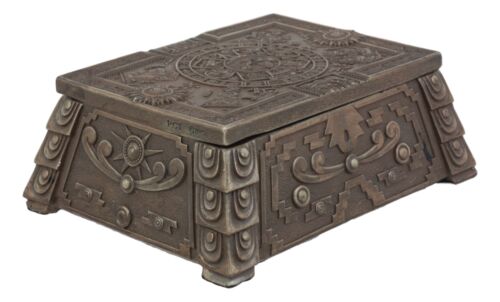 Bronzed Mesoamerican Maya Aztec Jewelry Box Figurine Sun God Huitzilopochtli
