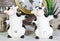 Ceramic Bovine Love Holstein Cows Couple Dancing Salt And Pepper Shakers Set