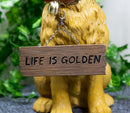 Ebros Large Golden Retriever Puppy  Decor Statue With Jingle Collar Greeting Sign