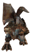 Ebros Roaring Steampunk Copper Skinned Robotic Cyborg Winged Dragon Figurine Statue