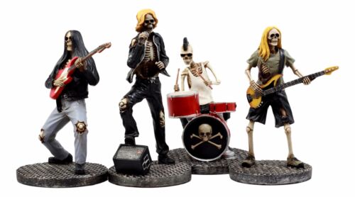 Day Of The Dead Rock Band Skeleton Hell Concert Entertainers Figurine Set of 4