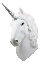 Ebros Her Majesty White Unicorn Wall Head Mount Decor 3D Figurine Ancient Rampart Fabled Steed Silver Horned Unicorn Wall Decorative Plaque - Ebros Gift