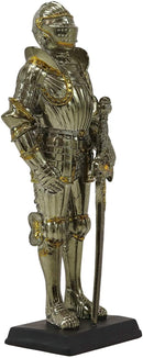 Medieval Suit Of Armor Knight Of Chivalry Broad Swordsman Figurine 7"H Statue