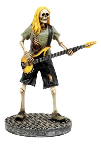 Day Of The Dead Skeleton Bass Player Figurine Rock Band From Hell Underworld