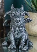 Gothic Winged Guardian Baby Goat Gargoyle Statue Faux Stone Resin Small 2.5"H