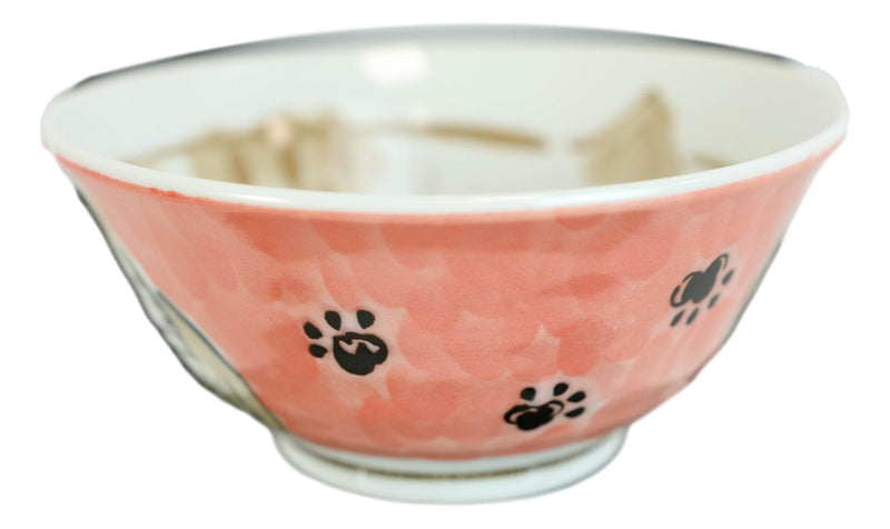 Made In Japan Pink Lucky Cat Maneki Neko 16oz Soup Rice Cereal Bowls Set of 6
