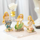 Nautical Sea Blonde Haired Mermaids with Colorful Tails Mini Figurines Set of 3