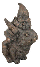 Whimsical Adventure Mr Gnome Dwarf Riding Rabbit Hare Figurine Fairy Garden