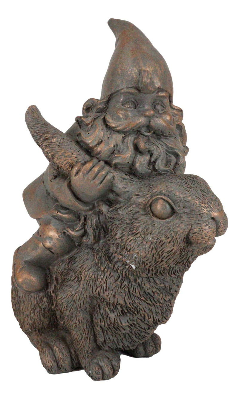 Whimsical Adventure Mr Gnome Dwarf Riding Rabbit Hare Figurine Fairy Garden